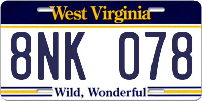 WV license plate 8NK078