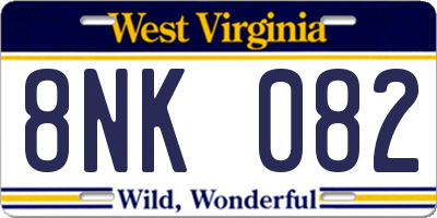 WV license plate 8NK082