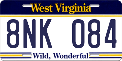 WV license plate 8NK084