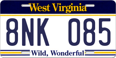 WV license plate 8NK085