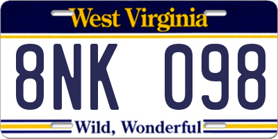 WV license plate 8NK098