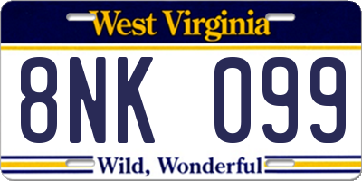 WV license plate 8NK099