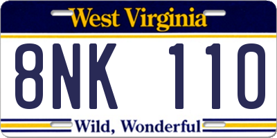 WV license plate 8NK110