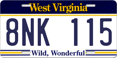 WV license plate 8NK115