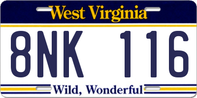 WV license plate 8NK116