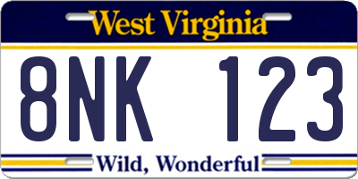 WV license plate 8NK123