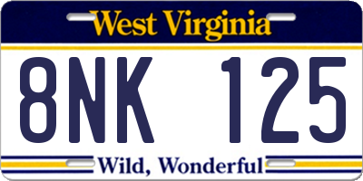 WV license plate 8NK125
