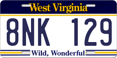 WV license plate 8NK129