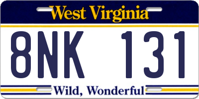 WV license plate 8NK131