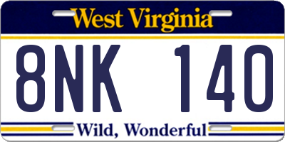 WV license plate 8NK140