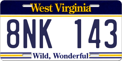 WV license plate 8NK143