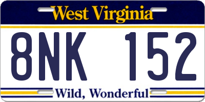 WV license plate 8NK152