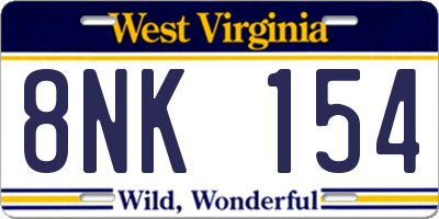 WV license plate 8NK154