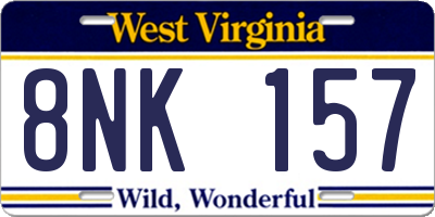 WV license plate 8NK157