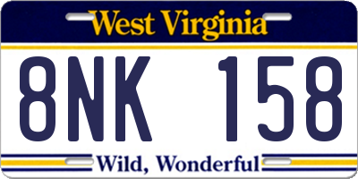 WV license plate 8NK158