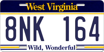 WV license plate 8NK164