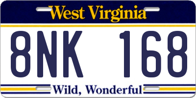 WV license plate 8NK168