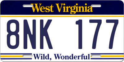 WV license plate 8NK177