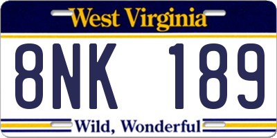 WV license plate 8NK189