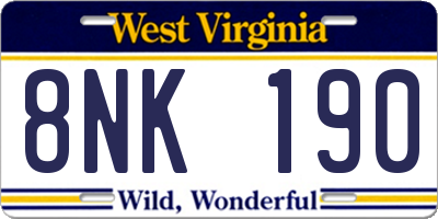 WV license plate 8NK190