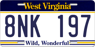 WV license plate 8NK197