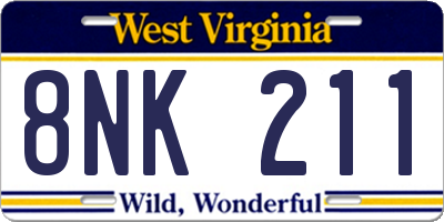 WV license plate 8NK211