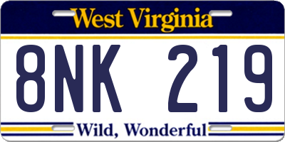 WV license plate 8NK219