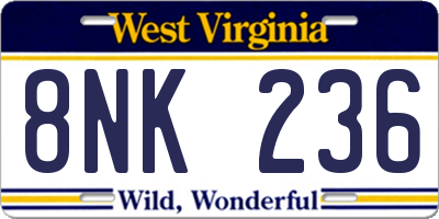 WV license plate 8NK236