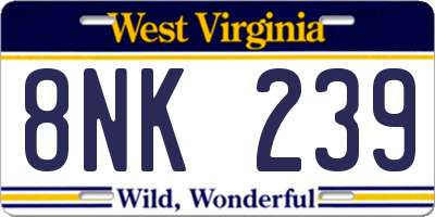 WV license plate 8NK239