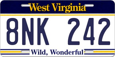 WV license plate 8NK242