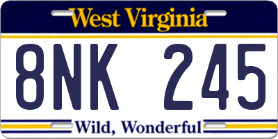 WV license plate 8NK245