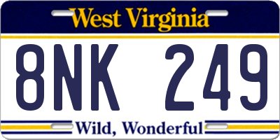 WV license plate 8NK249