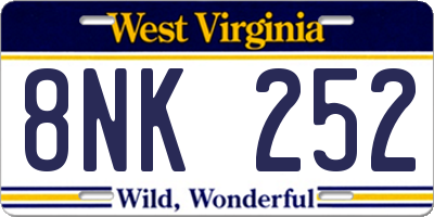 WV license plate 8NK252