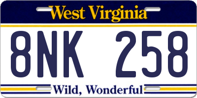 WV license plate 8NK258