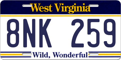 WV license plate 8NK259