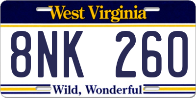 WV license plate 8NK260