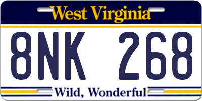 WV license plate 8NK268