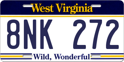 WV license plate 8NK272