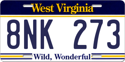 WV license plate 8NK273