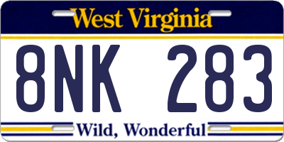 WV license plate 8NK283