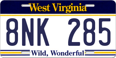 WV license plate 8NK285