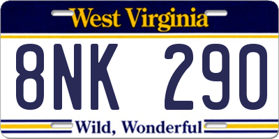 WV license plate 8NK290