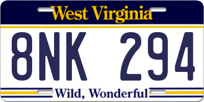 WV license plate 8NK294