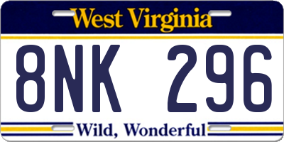 WV license plate 8NK296