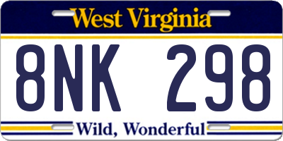 WV license plate 8NK298
