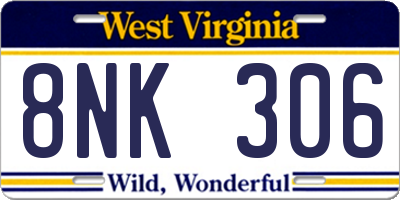 WV license plate 8NK306