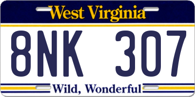 WV license plate 8NK307