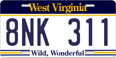 WV license plate 8NK311