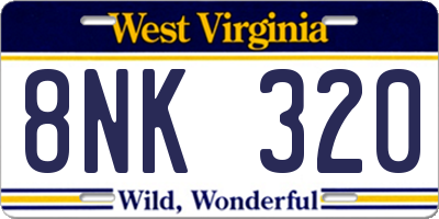 WV license plate 8NK320
