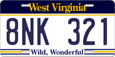 WV license plate 8NK321